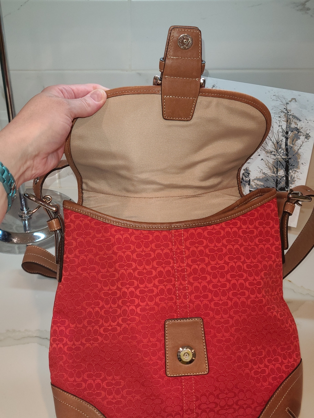 Coach Vintage Soho Red Brown Mini Cs 2003 Y2K Vintage F3K-6376 EUC - Picture 7 of 15
